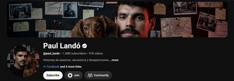 Cabecera del canal de YouTube de Paul Landó, con Paul y su perro Felipe